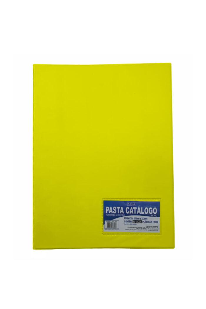 Pasta Catálogo PVC Ofício com Visor 50 Sacos Amarelo