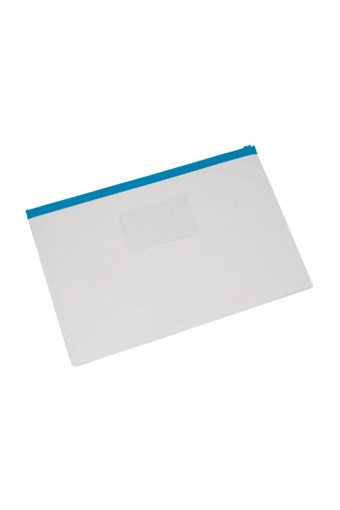 Pasta Zip PVC Cristal 244X360mm Ziper Azul com 5