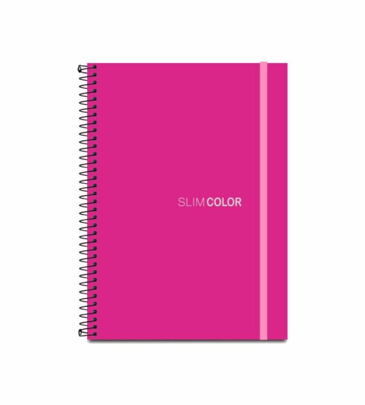 Caderno Colegial 1X1 80 Folhas Espiral Capa PP com bolsa e elástico Pink