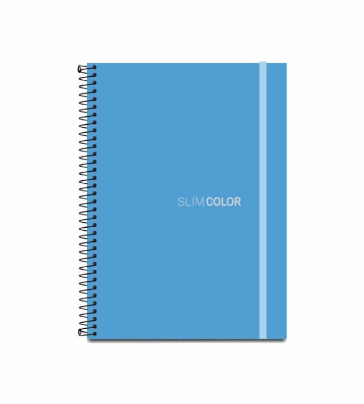Caderno Colegial 1X1 80 Folhas Espiral Capa PP com bolsa e elástico Azul