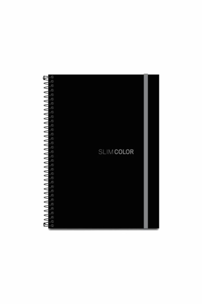 Caderno Colegial 1x1 80 Folhas Espiral Capa PP com bolsa e elástico Preto