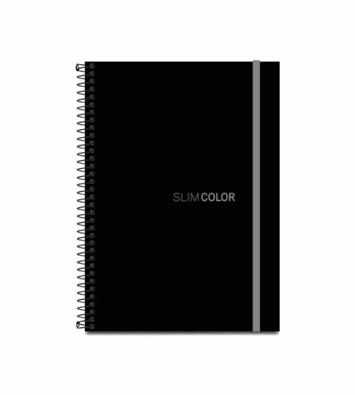 Caderno Colegial 1x1 80 Folhas Espiral Capa PP com bolsa e elástico Preto