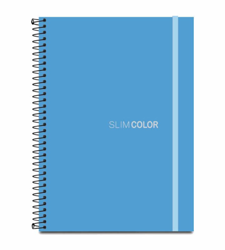 Caderno Universitário 1X1 80 Folhas Espiral Capa PP com bolsa e elástico Azul