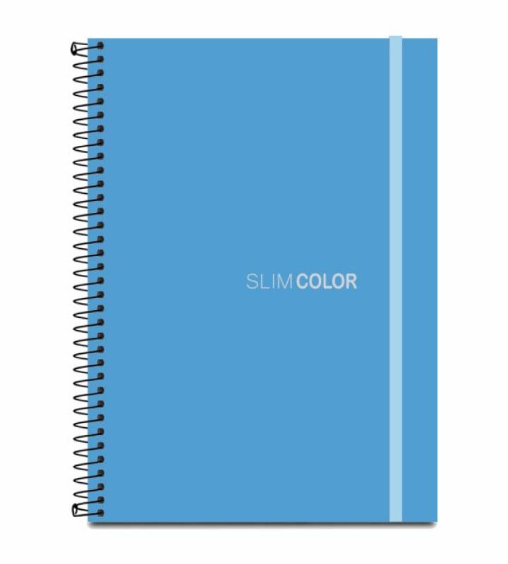 Caderno Universitário 1X1 80 Folhas Espiral Capa PP com bolsa e elástico Azul