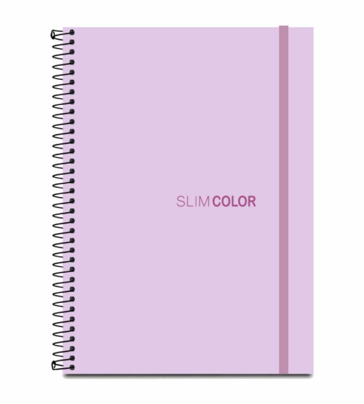 Caderno Universitário 1X1 80 Folhas Espiral Capa PP com bolsa e elástico Lilás