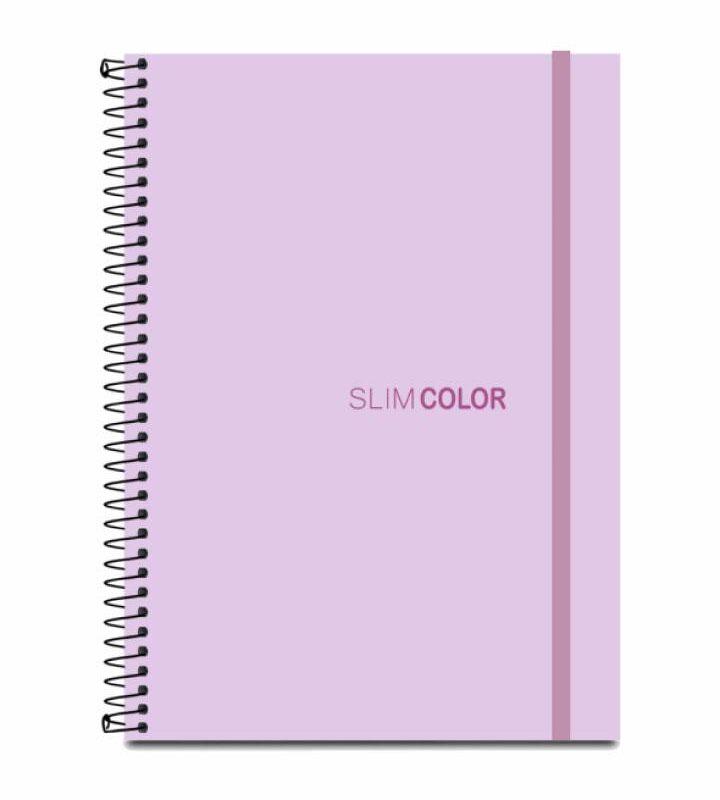 Caderno Universitário 1X1 80 Folhas Espiral Capa PP com bolsa e elástico Lilás