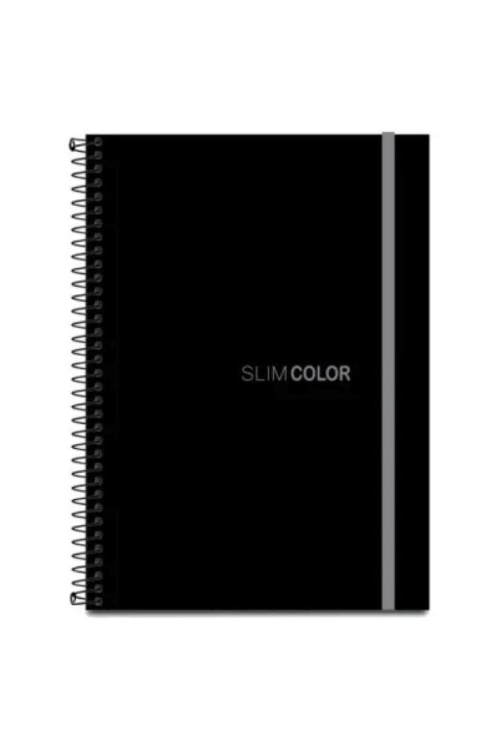 Caderno Universitário 1X1 80 Folhas Espiral Capa PP com bolsa e elástico Preto