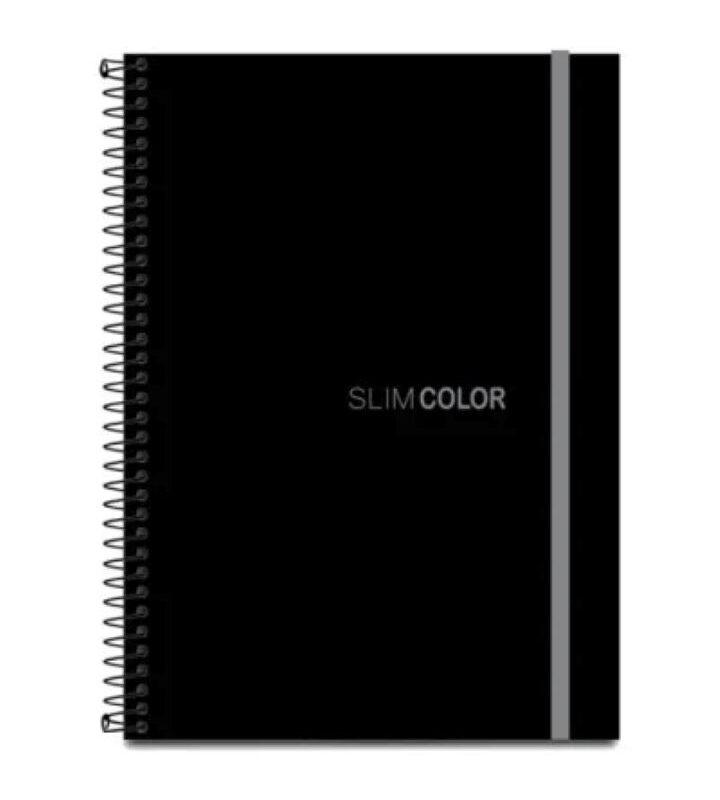 Caderno Universitário 1X1 80 Folhas Espiral Capa PP com bolsa e elástico Preto