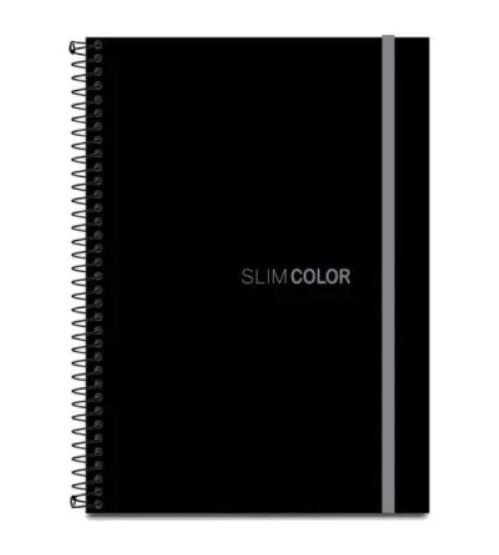 Caderno Universitário 1X1 80 Folhas Espiral Capa PP com bolsa e elástico Preto