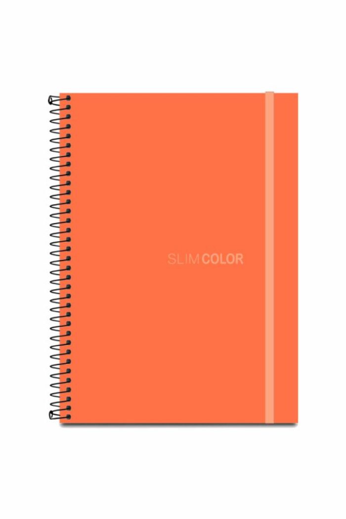 Caderno Universitário 1X1 80 Folhas Espiral Capa PP com bolsa e elástico Coral