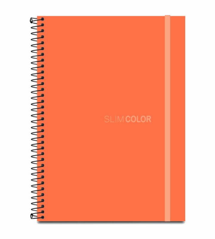 Caderno Universitário 1X1 80 Folhas Espiral Capa PP com bolsa e elástico Coral