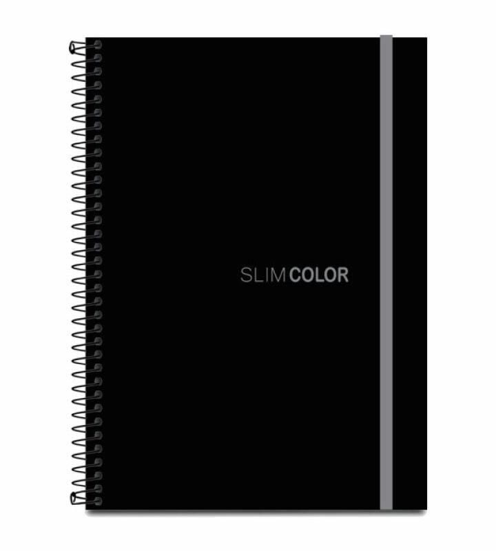 Caderno Universitário 10X1 160 Folhas Espiral Capa PP com bolsa e elástico Preto