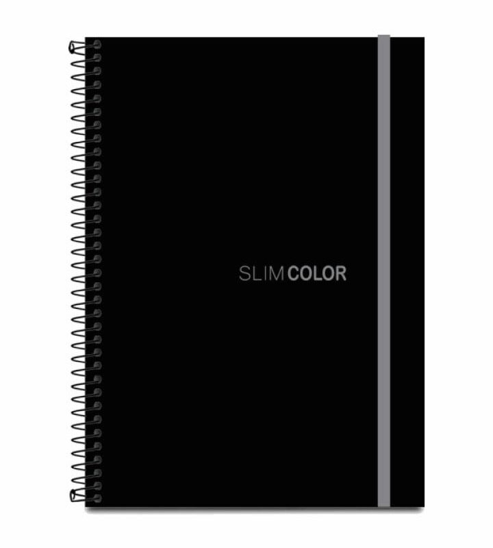 Caderno Universitário 10X1 160 Folhas Espiral Capa PP com bolsa e elástico Preto