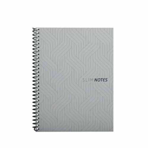 Caderno 1/4 80 Folhas Espiral Capa Dura Slim Notes 14x20 cm Cinza Romitec