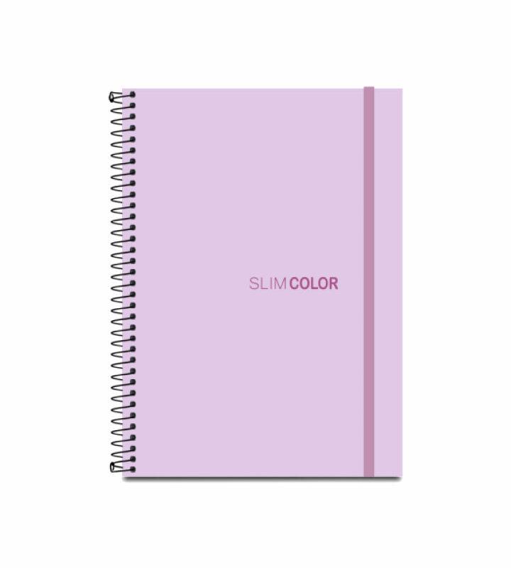 Caderno Colegial 1x1 80 Folhas Espiral Capa PP com bolsa e elástico Lilás