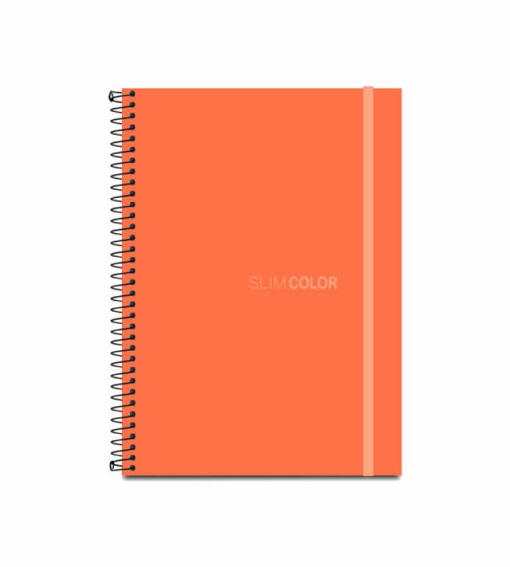 Caderno Colegial 1X1 80 Folhas Espiral Capa PP com bolsa e elástico Coral