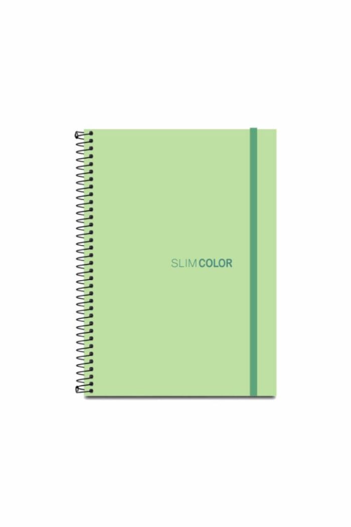 Caderno Colegial 1X1 80 Folhas Espiral Capa PP com bolsa e elástico Verde
