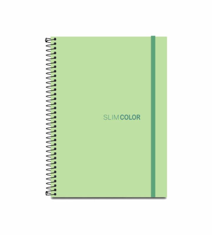 Caderno Colegial 1X1 80 Folhas Espiral Capa PP com bolsa e elástico Verde