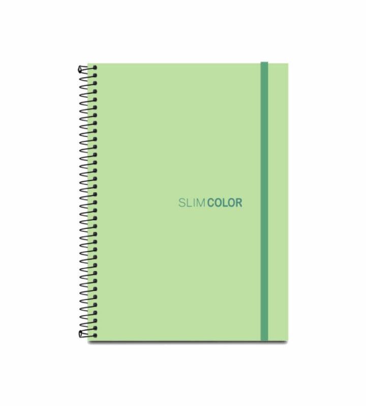 Caderno Colegial 1X1 80 Folhas Espiral Capa PP com bolsa e elástico Verde
