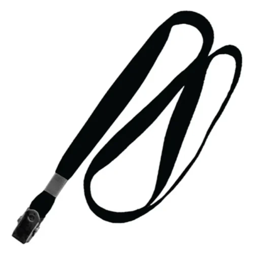 Cordão de Nylon para Crachá com Presilha Nylon 600 1x42 cm Preto 10 Unidades PlastPark