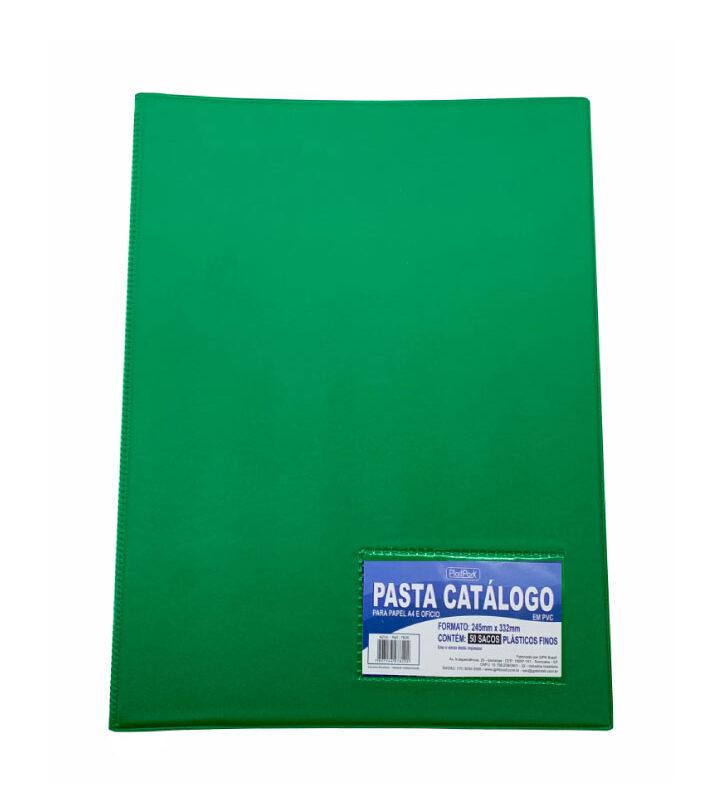 Pasta Catálogo PVC Ofício com Visor 50 Sacos Verde