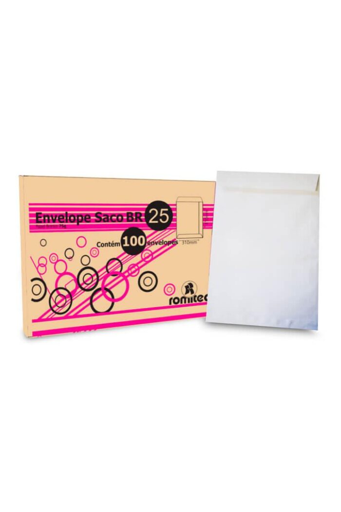 Envelope Saco Br25 176mm X 250mm Branco com 100 - Imagem 2