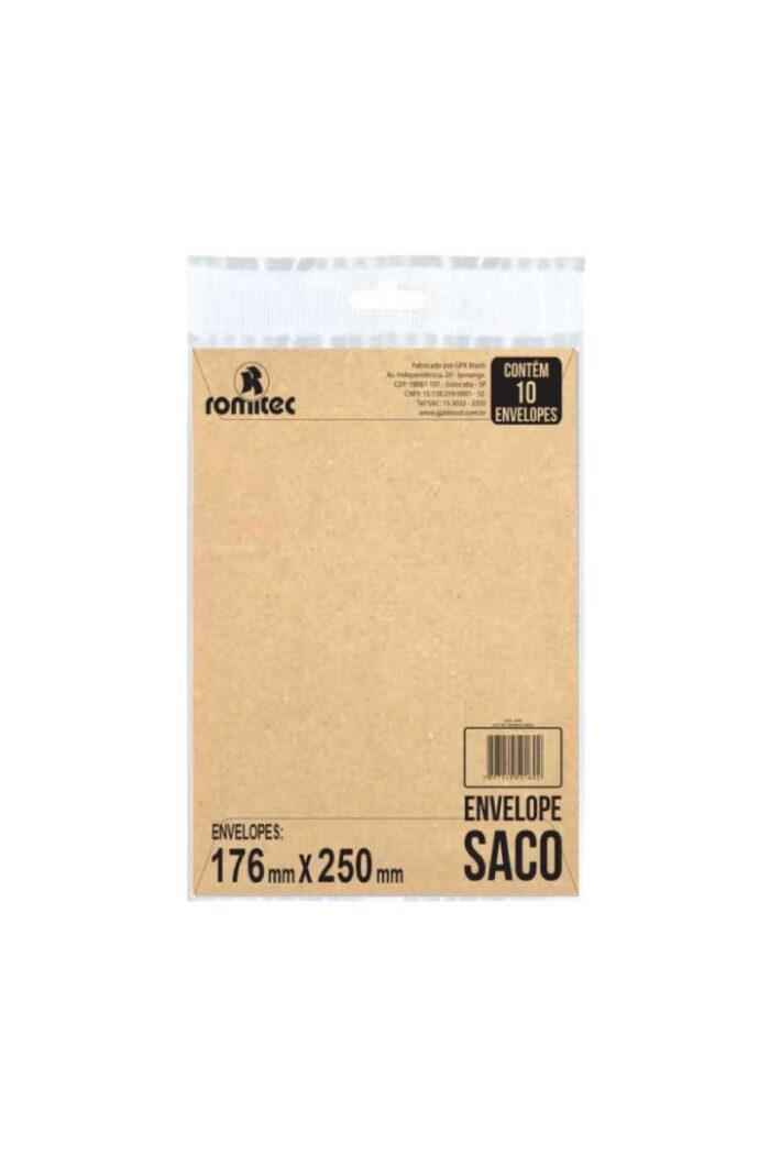 Envelope Saco Kn25 176mm X 250mm Natural com 10 - Imagem 2