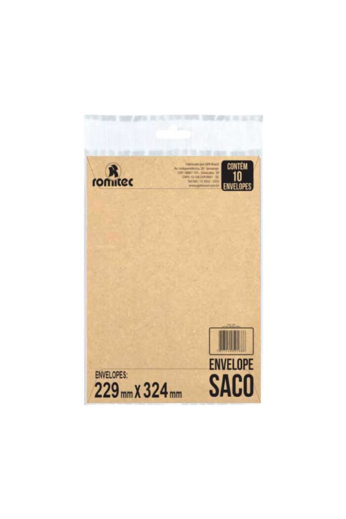 Envelope Saco Kn32 229mm X 324mm Natural com 10 - Imagem 2