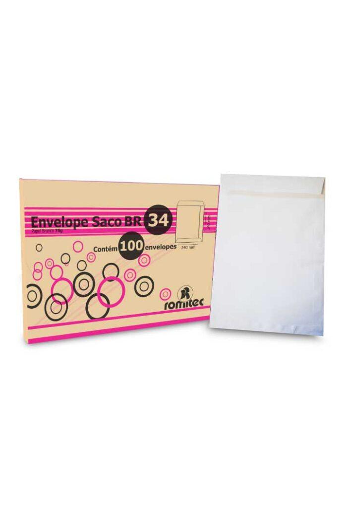 Envelope Saco Br34 240mm X 340mm Branco com 100 - Imagem 2