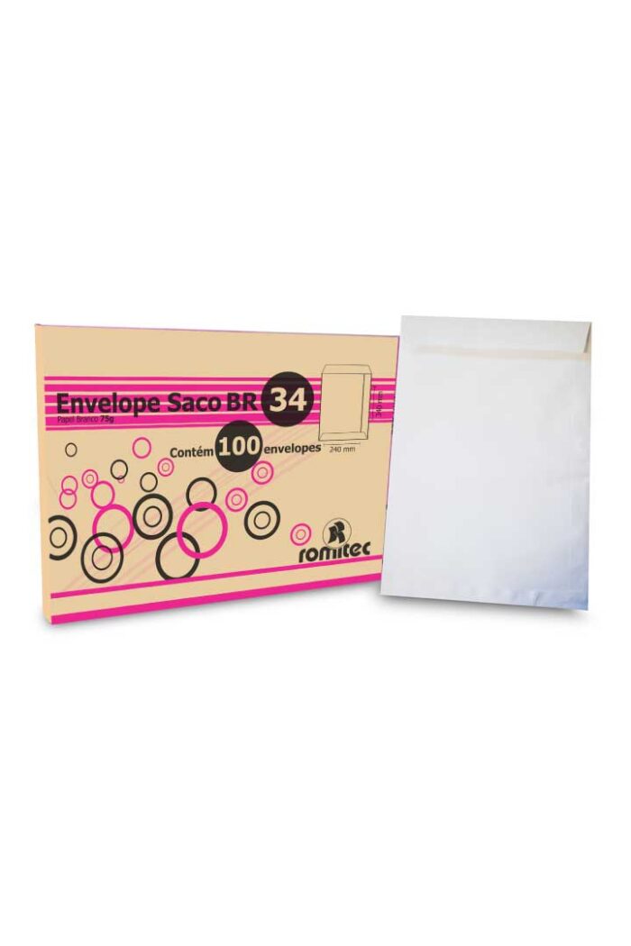 Envelope Saco Br34 240mm X 340mm Branco com 100 - Imagem 2