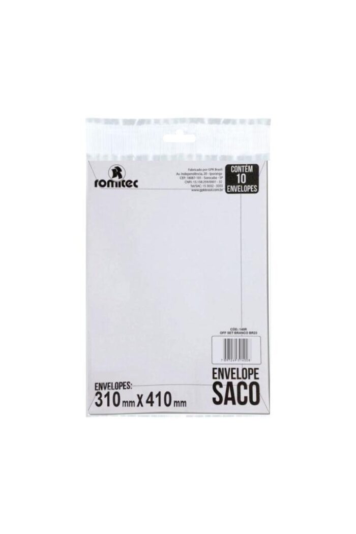 Envelope Saco Br41 310mm X 410mm Branco com 10 - Imagem 2