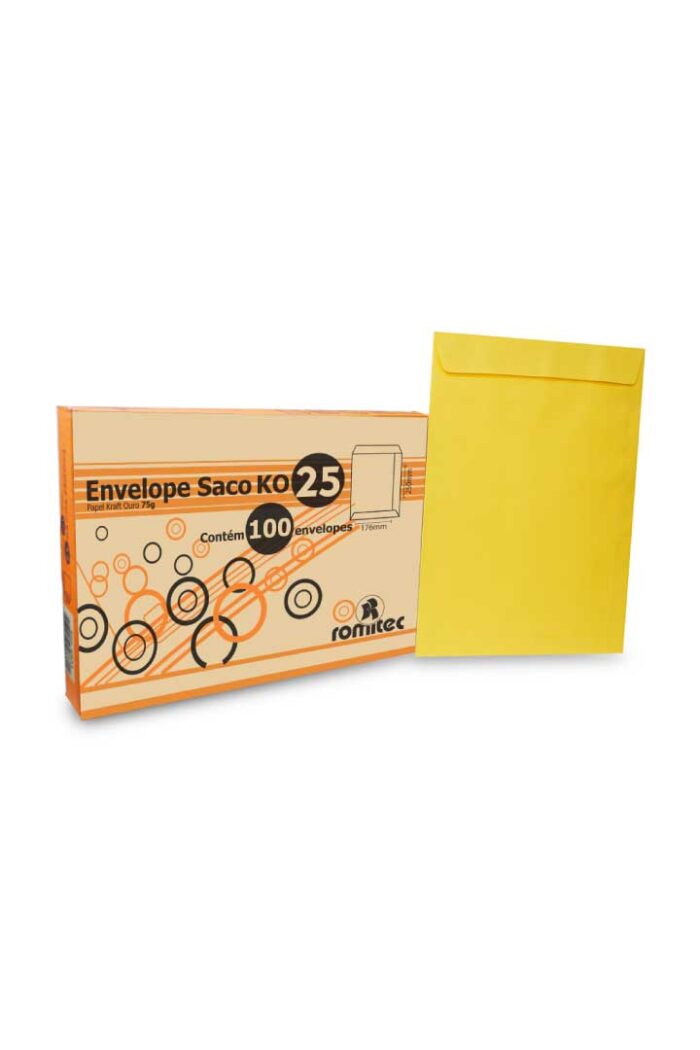 Envelope Saco Ko25 176mm X 250mm Ouro com 100 - Imagem 2