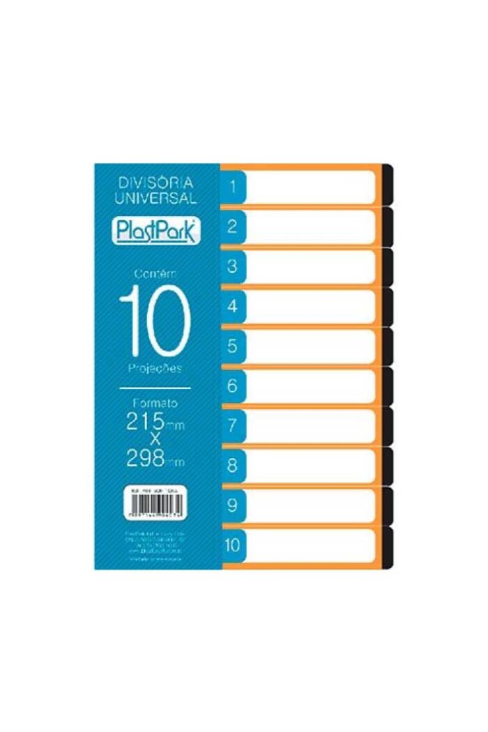 Divisória 215mm X 298mm 10 Posições Preto Furaçao Universal