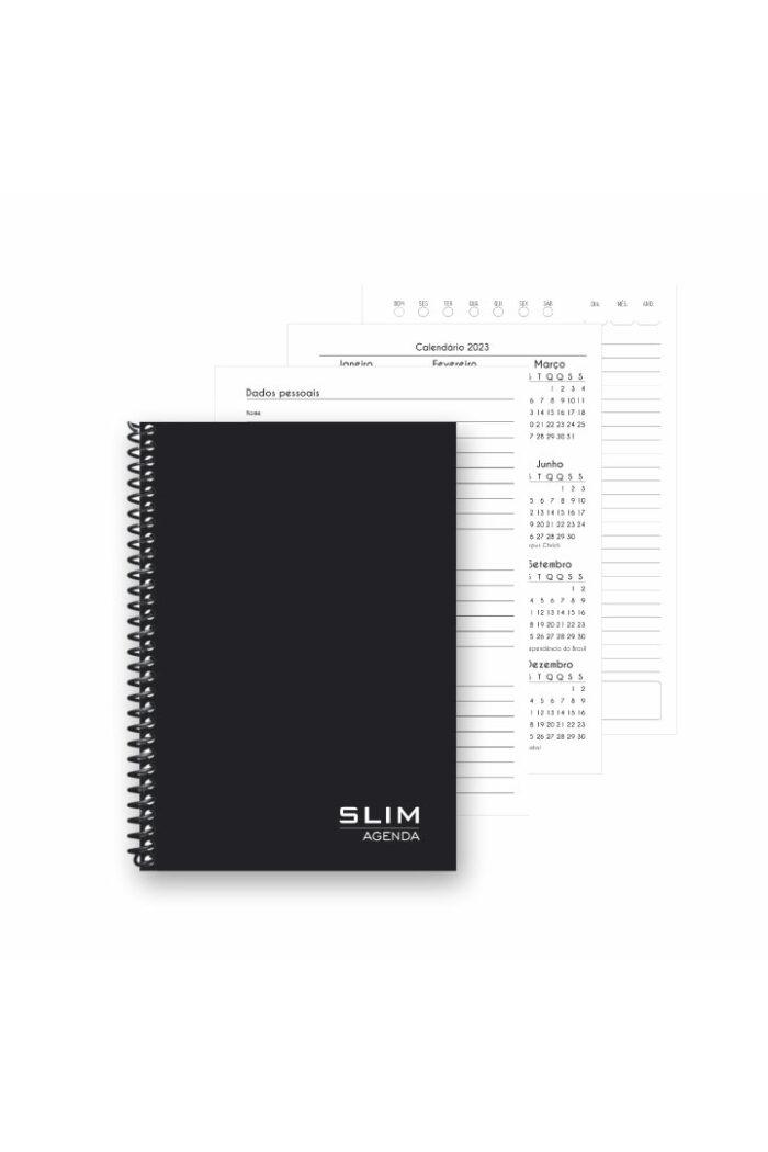 Caderno Agenda Permanente 1/4 160 Folhas 140mm X 200mm Preto - Imagem 2