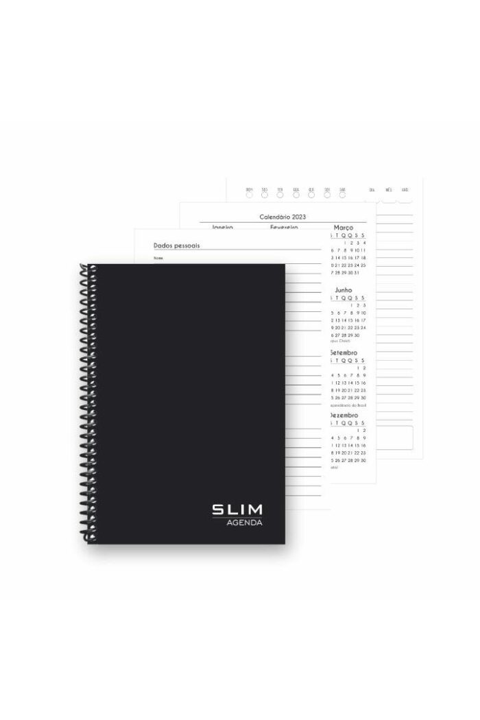 Caderno Agenda Permanente 1/4 160 Folhas 140mm X 200mm Preto - Imagem 2