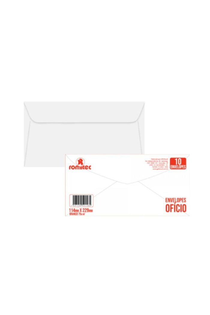 Envelope Ofício 75 GSM 229mm X 114mm Branco com 10 - Imagem 2