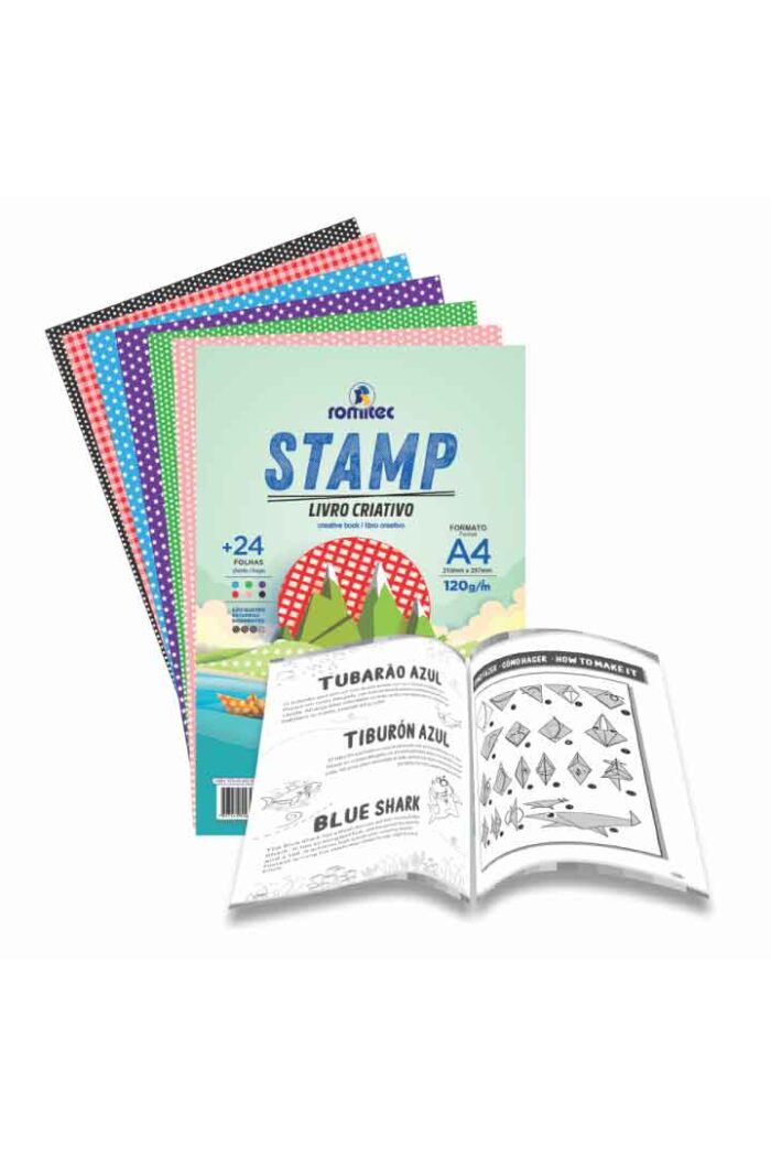 Livro Dobradura e Colorir Stamp A4 120 Alta Gramatura com 24 Folhas - Imagem 2