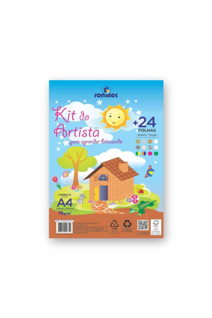 Livro Dobradura e Colorir Kit Artista A4 75 Média Gramatura com 24 Folhas