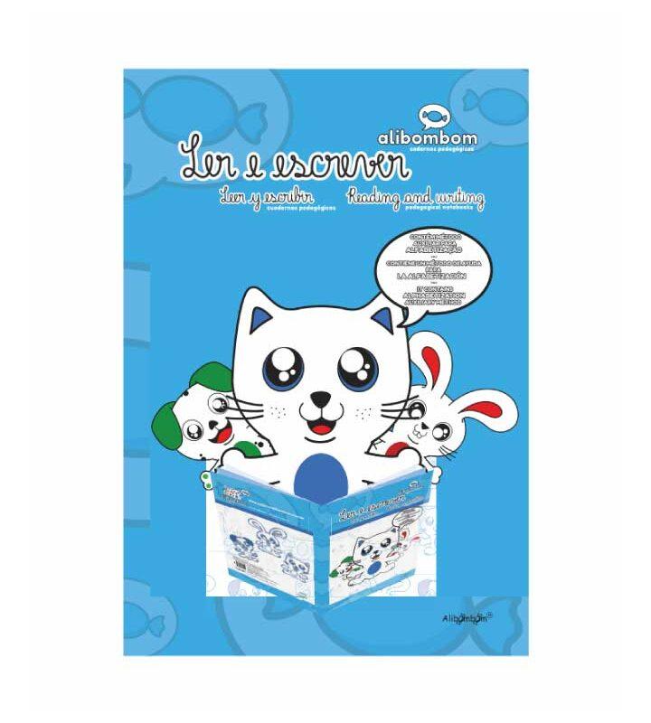 Livro Caderno Alibombom sem Pautas 60 folhas Flexível Margeado Azul