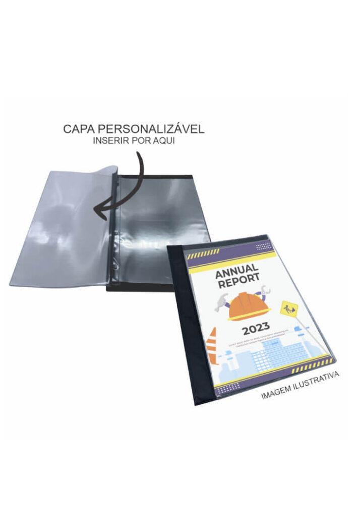 Pasta Catálogo PVC A4 Frente Transparente com 10 Sacos Preto - Imagem 2