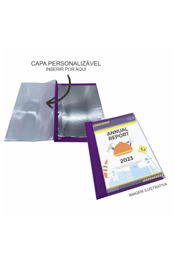 Pasta Catálogo PVC A4 Frente Transparente com 10 Sacos Lilas - Imagem 2