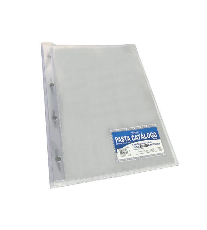 Pasta Catálogo PVC Ofício Flexível com 10 Sacos Cristal