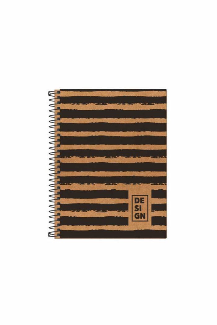 Caderno 1/4 48 Folhas Espiral Capa Flexível Kraft