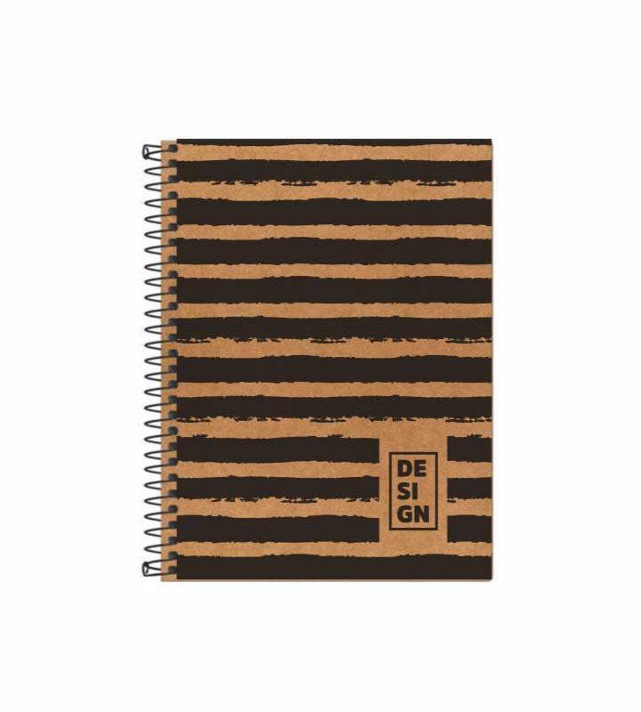 Caderno 1/4 48 Folhas Espiral Capa Flexível Kraft