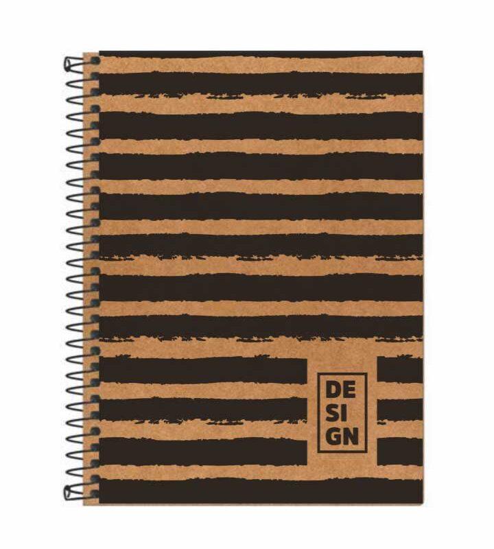 Caderno Universitário 1X1 80 Folhas Espiral Capa Flexível Kraft