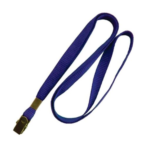 Cordão de Nylon para Crachá com Presilha Metálica Nylon 600 1x42 cm Azul 10 Unidades PlastPark