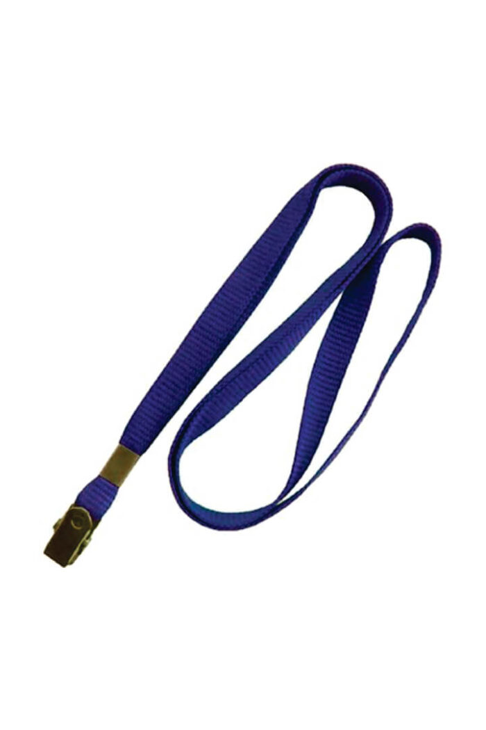 Cordão de Nylon para Crachá com Presilha 420mm Azul Marinho com 10