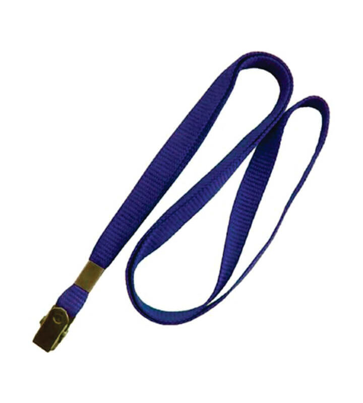 Cordão de Nylon para Crachá com Presilha 420mm Azul Marinho com 10