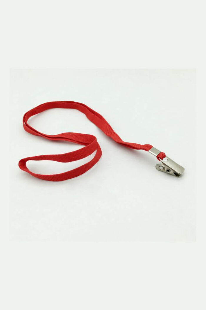 Cordão de Nylon para Crachá com Presilha 420mm Vermelho com 10