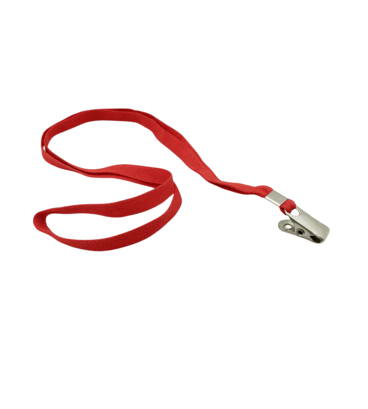 Cordão de Nylon para Crachá com Presilha 420mm Vermelho com 10